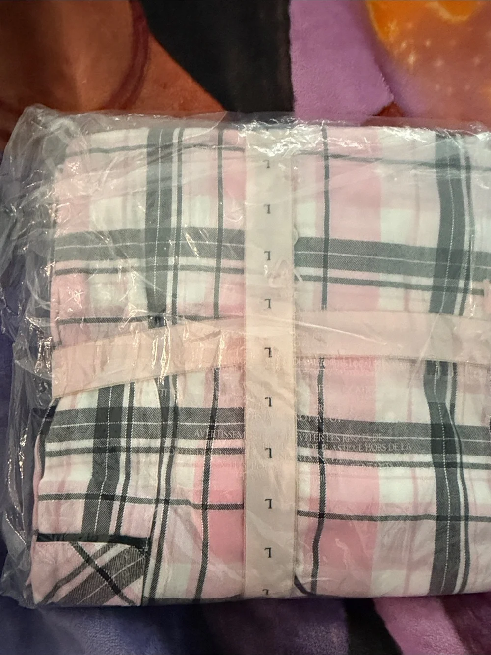 Victoria's Secret Pink and Black Plaid Short Sleeve Pajama Set